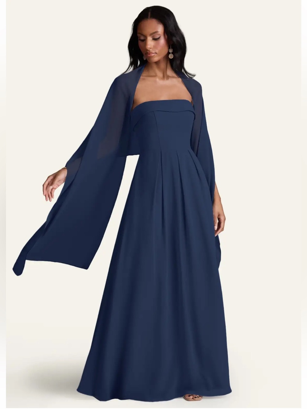 Azazie Chiffon Shawl in Dark Navy